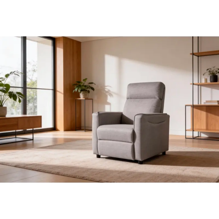 Butaca relax Medea gris con sistema manual de empuje