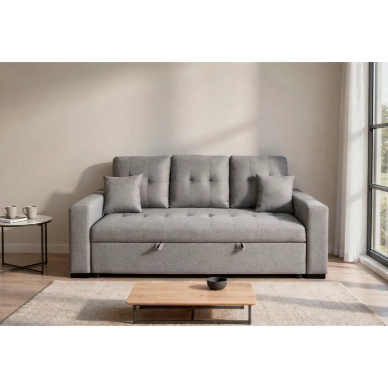 Sofá cama SENRA sofá cama gris apertura frontal fácil sistema extraíble para salón moderno