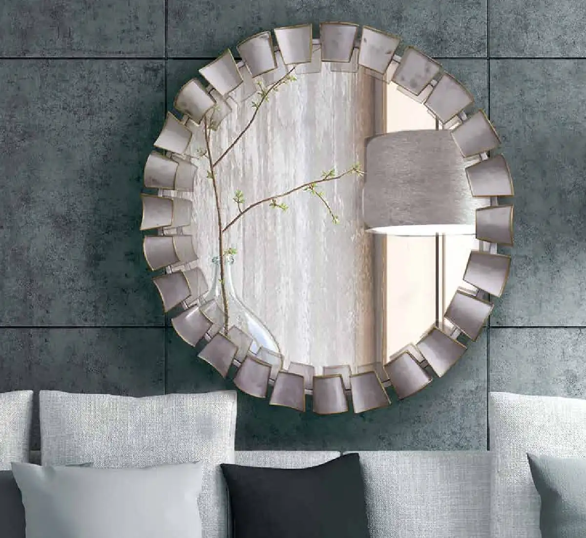 espejo-redondo-decorativo-nadia-plateado Espejo redondo decorativo Nadia plateado 102 cm marco metálico corona espejada