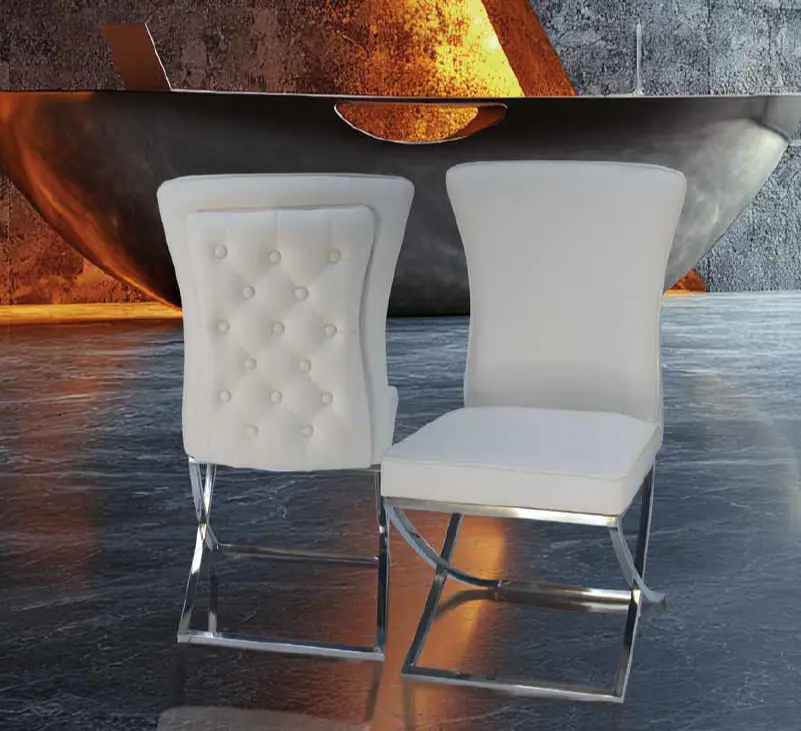 silla-acero-capitone-athenas-blanca Silla acero capitoné Athenas blanca PU tapizado capitoné estructura acero pulido comedor