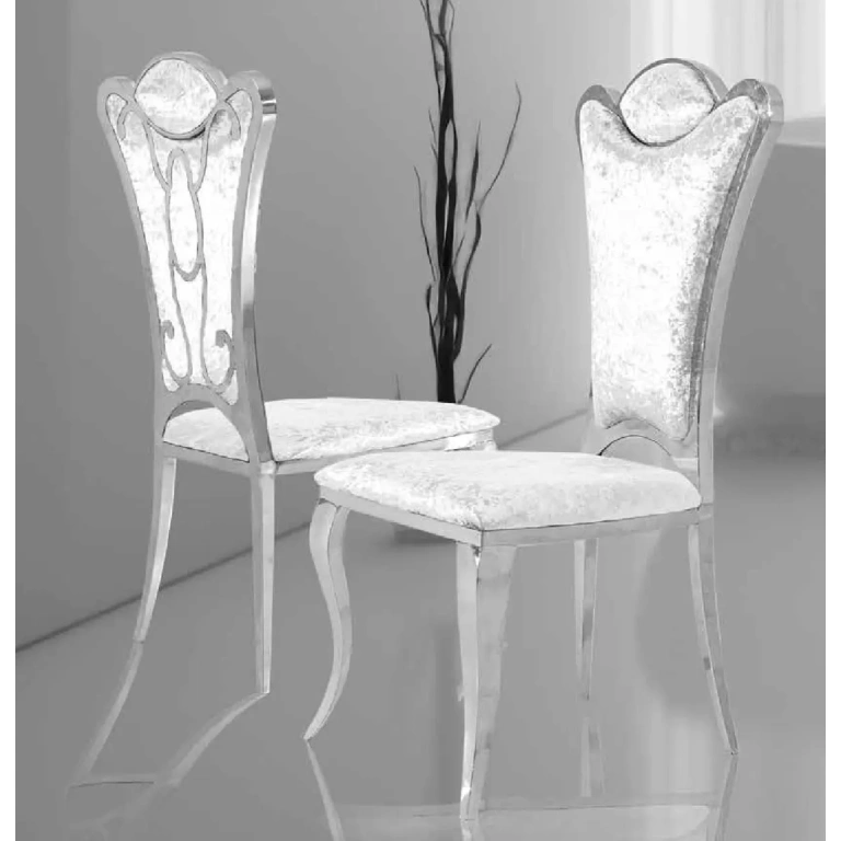silla acero inox Interior terciopelo blanco comedor moderno Muebles Juvial