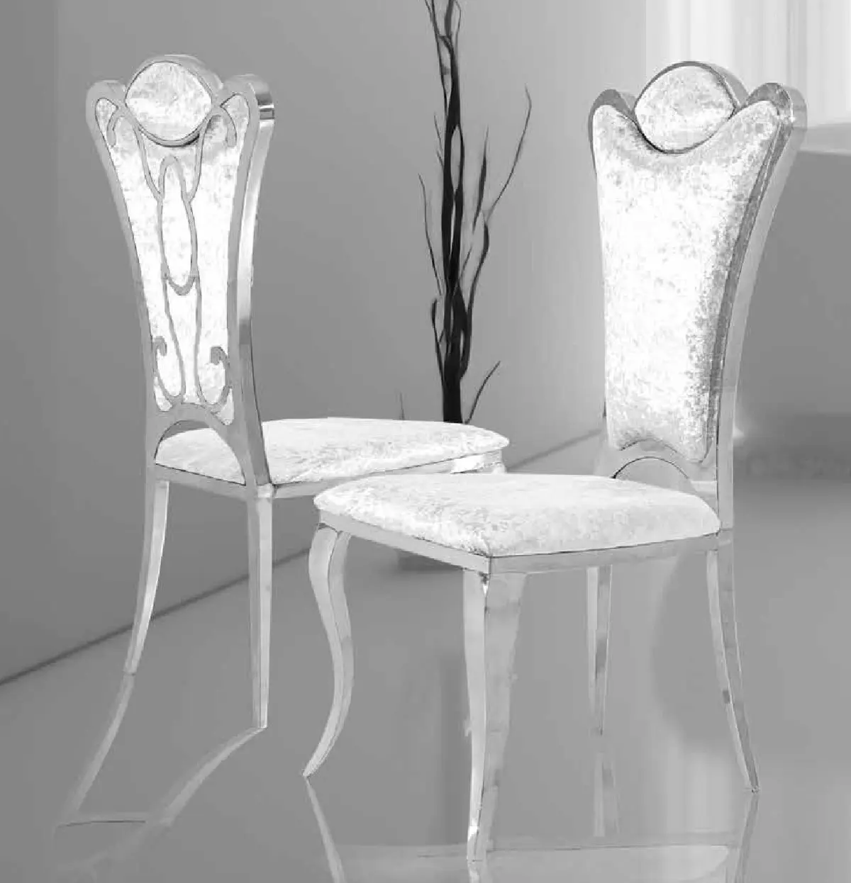 silla-acero-inox-interior-terciopelo-blanco silla acero inox Interior terciopelo blanco comedor moderno Muebles Juvial