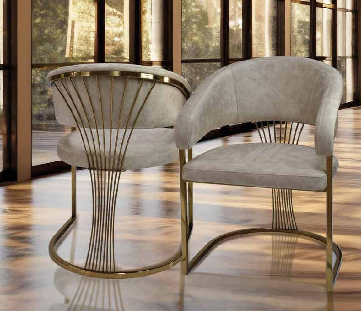 silla-acero-inoxidable-comedor-manila-terciopelo-beige-oro Silla acero inoxidable comedor Manila terciopelo beige patas doradas diseño minimalista