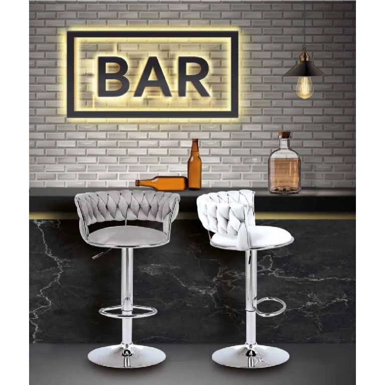 taburete bar stool pack 2 terciopelo blanco cocina moderna Muebles Juvial