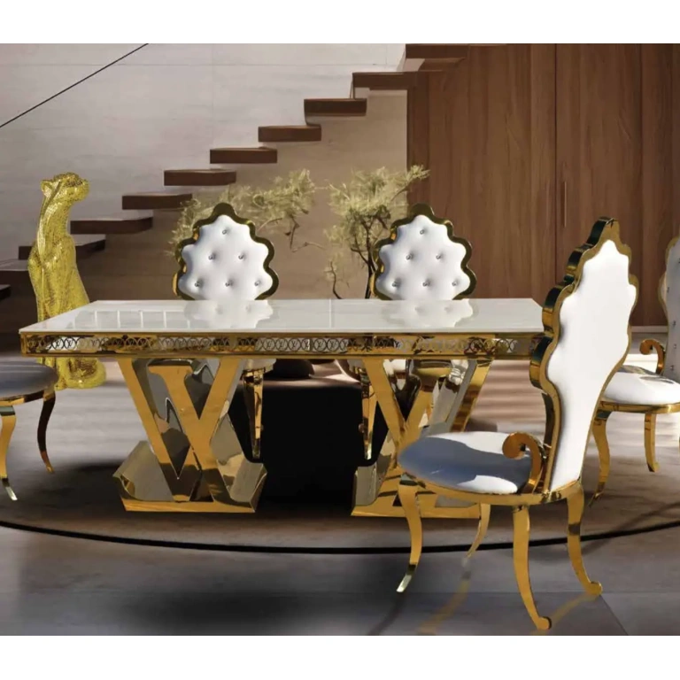 mesa de comedor mármol Louis Lv diseño lujo