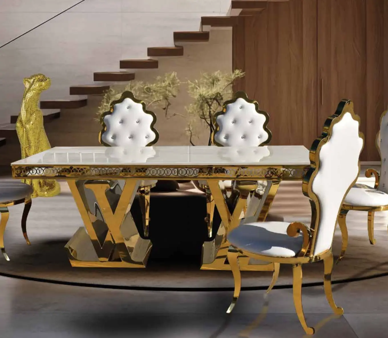 mesa-comedor-marmol-louis-lv mesa de comedor mármol Louis Lv diseño lujo