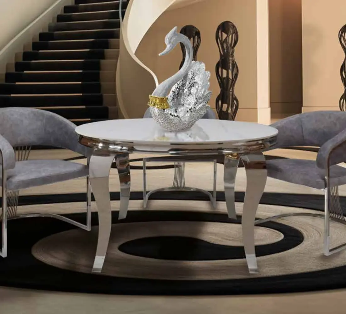 mesa-comedor-porcelanica-redonda-abril mesa de comedor porcelánica redonda Abril blanca veteada