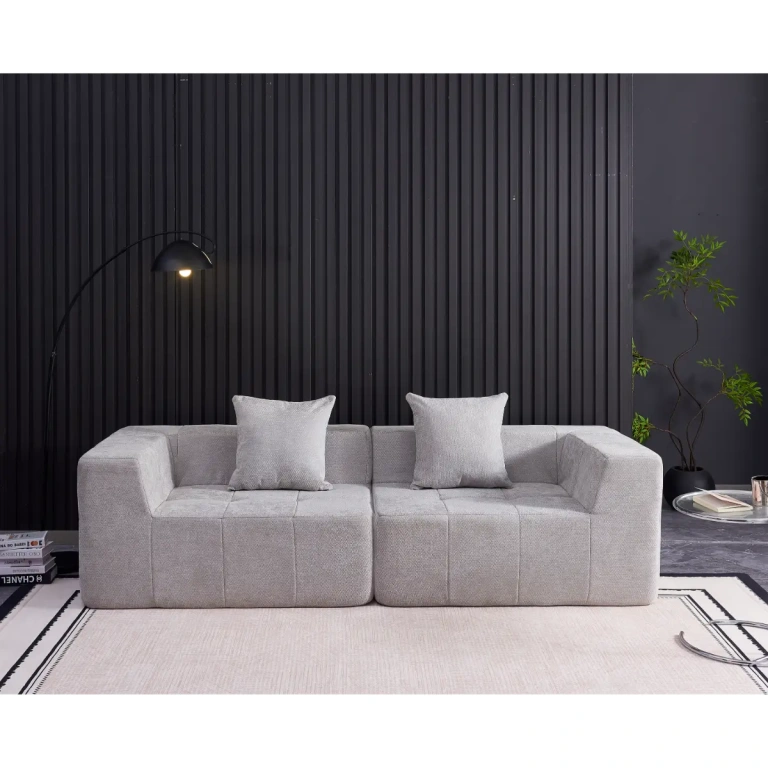 sofá 3 plazas Ken gris tela salón moderno Muebles Juvial