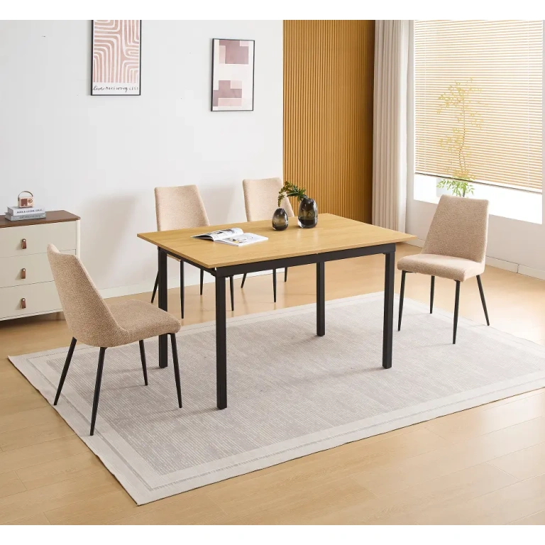 "conjunto mesa comedor patas negras Camden y sillas Morgan color beige Muebles Juvial