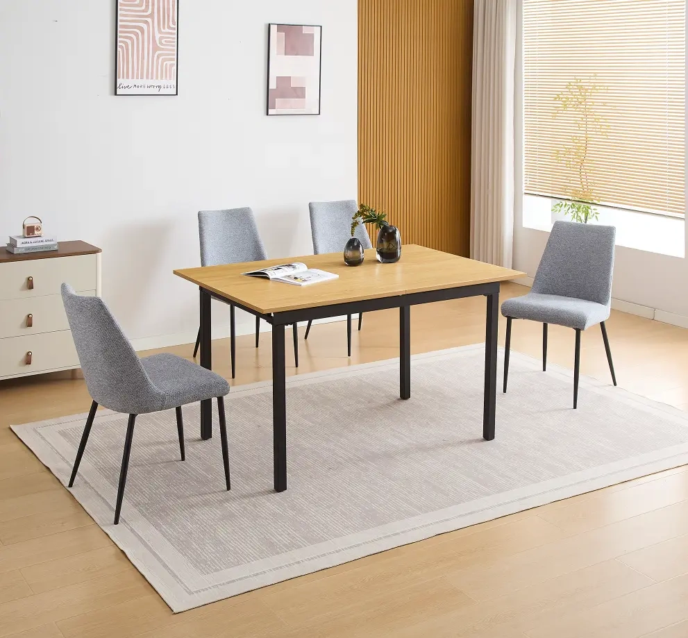 conjunto-de-mesa-camden-y-4-sillas-morgan-gris (2) "conjunto mesa comedor patas negras Camden y sillas Morgan color gris Muebles Juvial