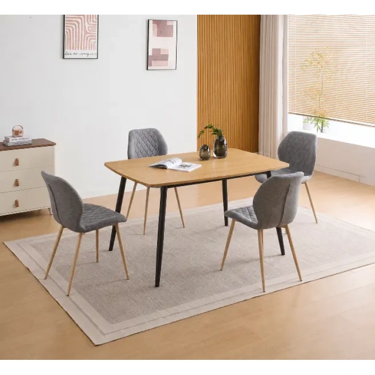 Conjunto de Mesa Hudson + 4 Sillas Selma, mesa patas negras estilo industrial Muebles Juvial