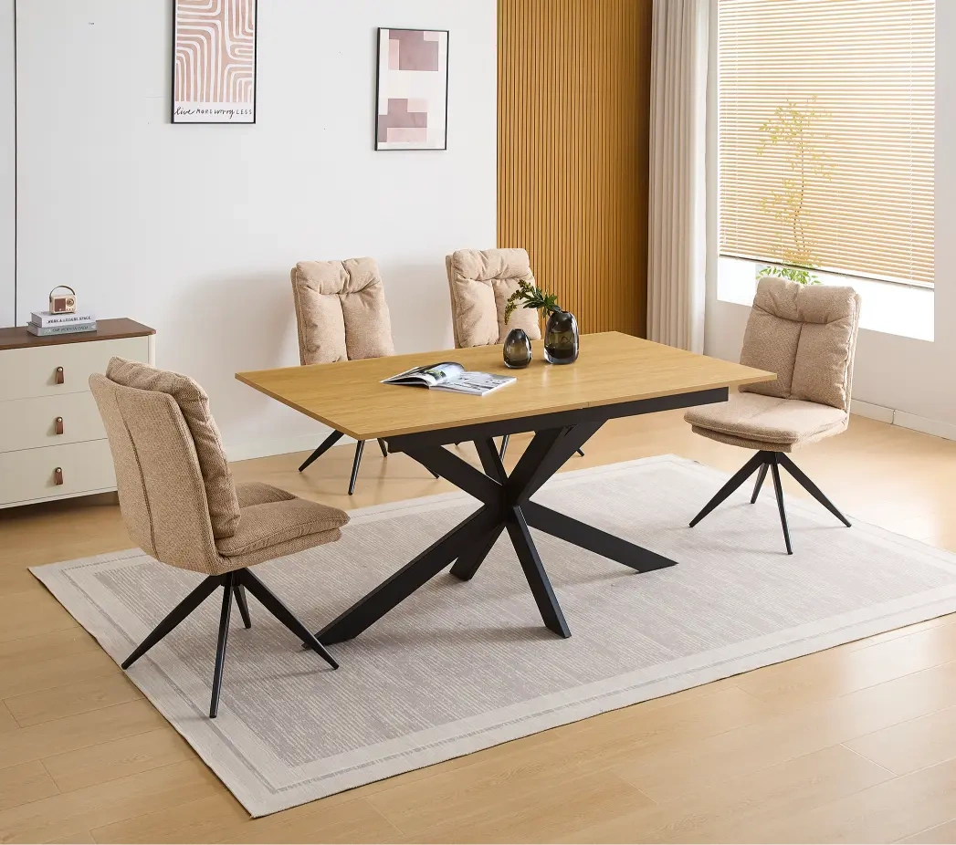 conjunto-mesa-keller-y-sillas-shelton (5) conjunto mesa comedor rectangular industrial Keller sillas Shelton color beige Muebles Juvial