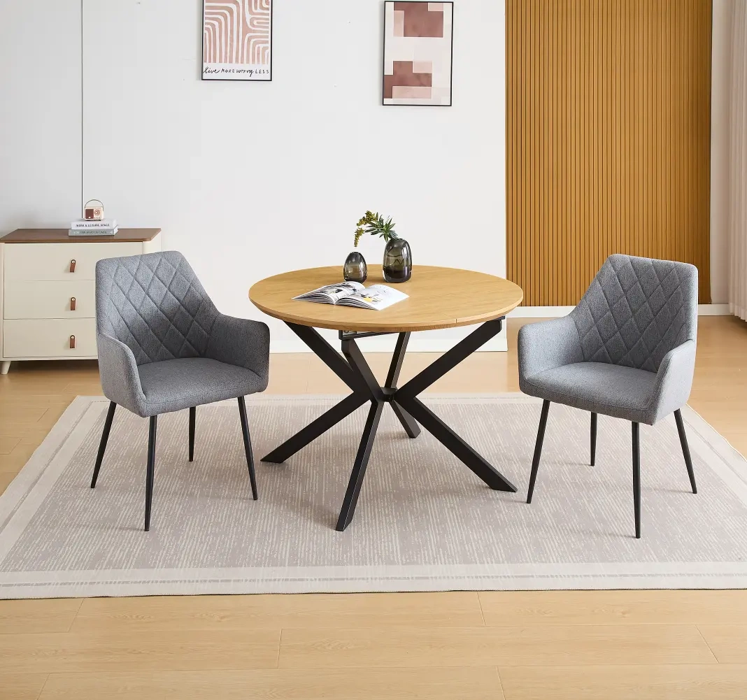 conjunto-mesa-winsor-y-sillas-devon.gris (1) Conjunto Mesa Winsor y Sillas Devon en gris industrial extensible patas negras Muebles Juvial