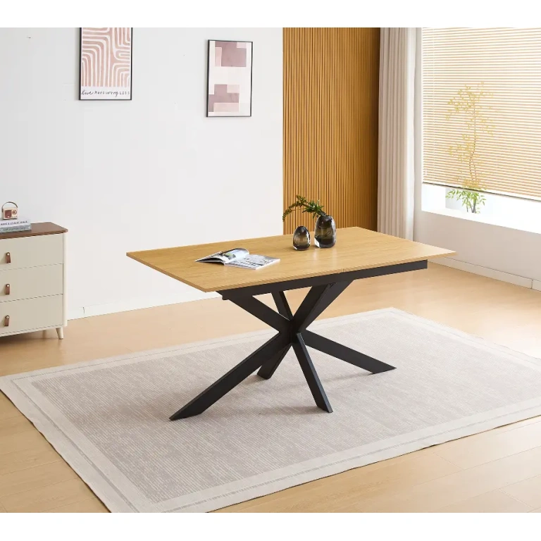 mesa comedor rectangular industrial Keller extensible patas negras Muebles Juvial