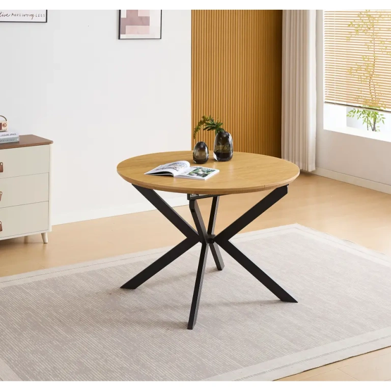 mesa comedor redonda extensible Winsor roble y negro Muebles Juvial