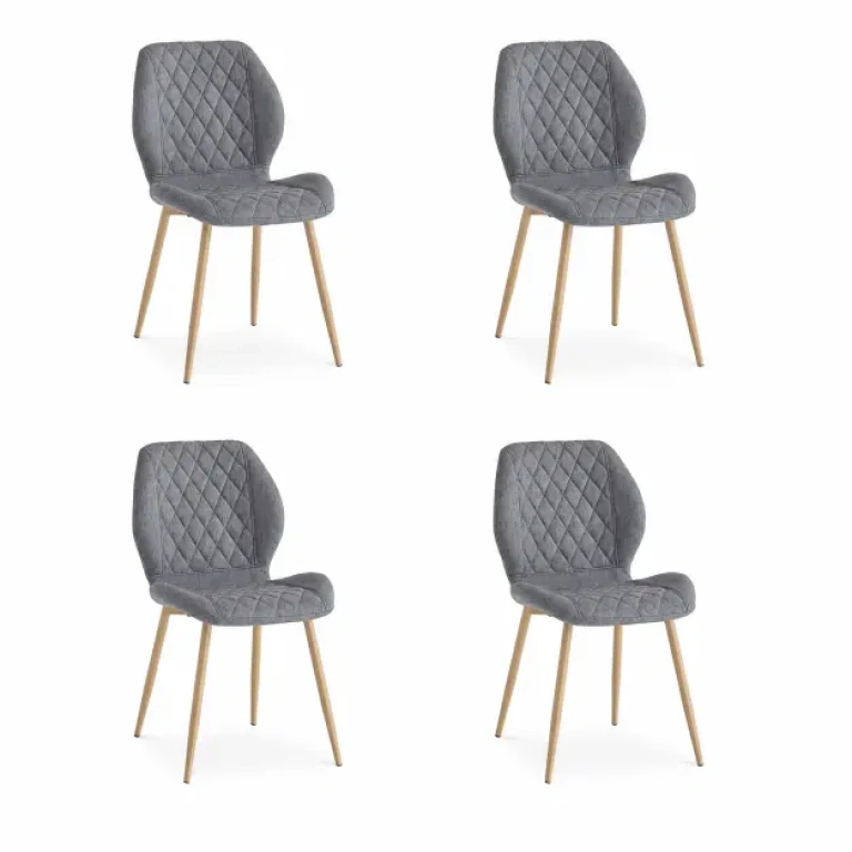 Silla Selma tapizado gris, pack de 4, Muebles Juvial