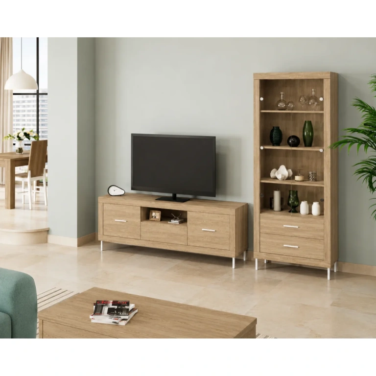 mueble de salón Strait 260 cm vitrina y mueble TV roble Muebles Juvial