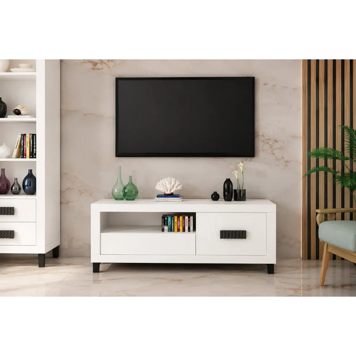 mueble-de-tv-tetris-140-cm-blanco mueble de TV Tetris 140 cm blanco hueco abierto puerta Muebles Juvial