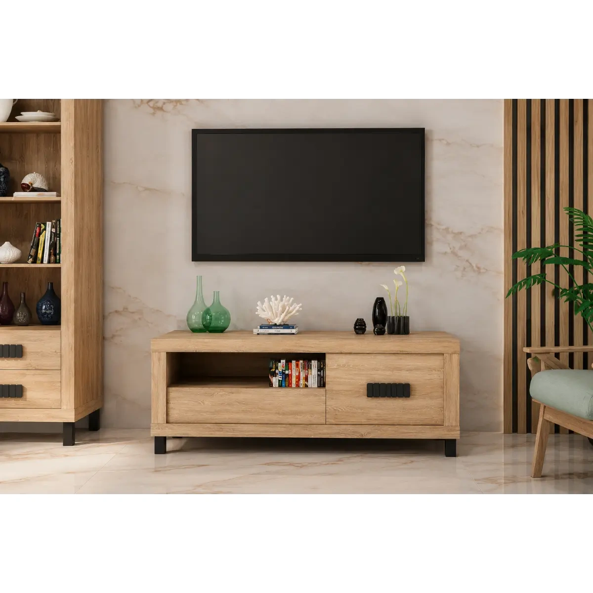 mueble-de-tv-tetris-140-cm-roble mueble de TV Tetris 140 cm roble hueco abierto puerta Muebles Juvial