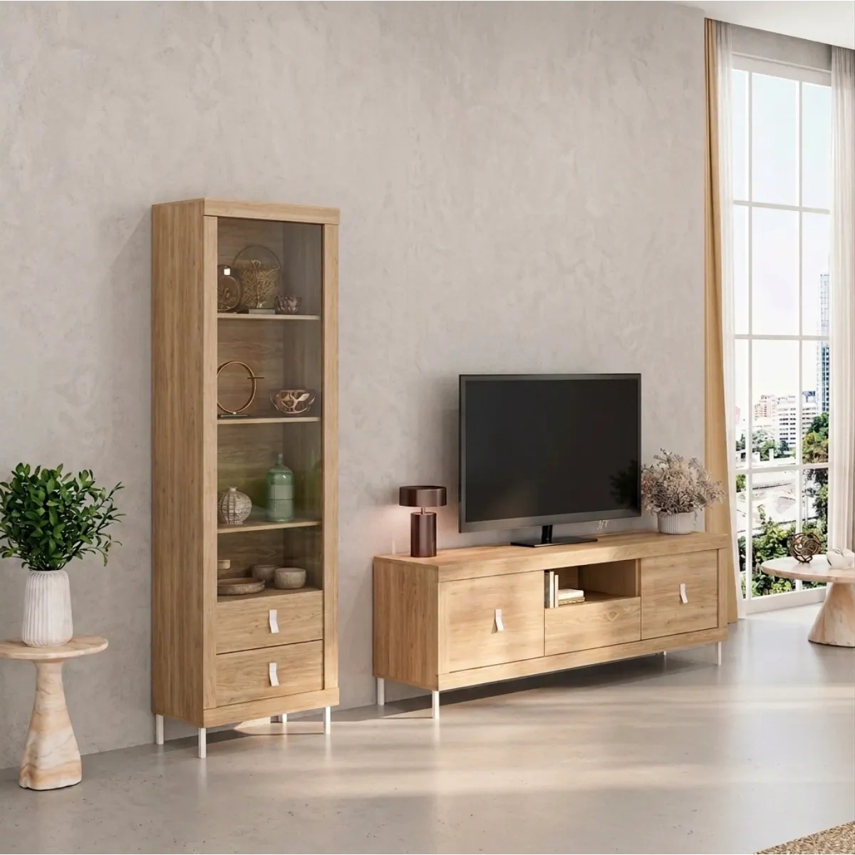 mueble-salon-strait-240-cm-roble mueble de salón Strait 240 cm roble vitrina y mueble TV Muebles Juvial