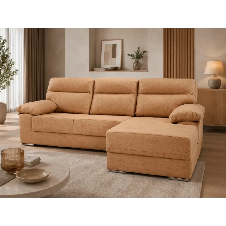 Chaiselongue Duero tapizado Magnol cemento en salón Muebles Juvial