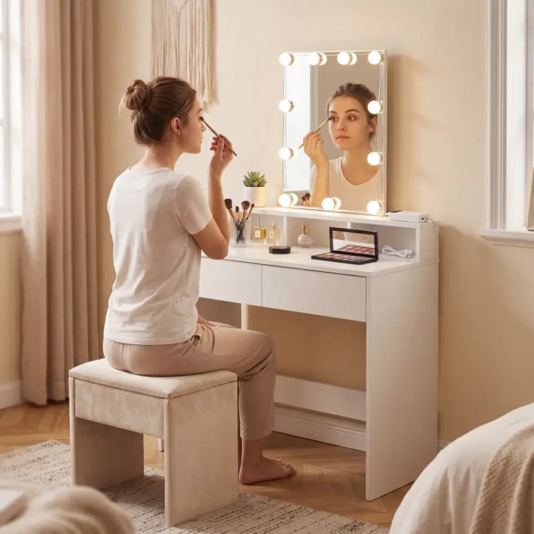 tocador con espejo y cajones blanco dormitorio Muebles Juvial