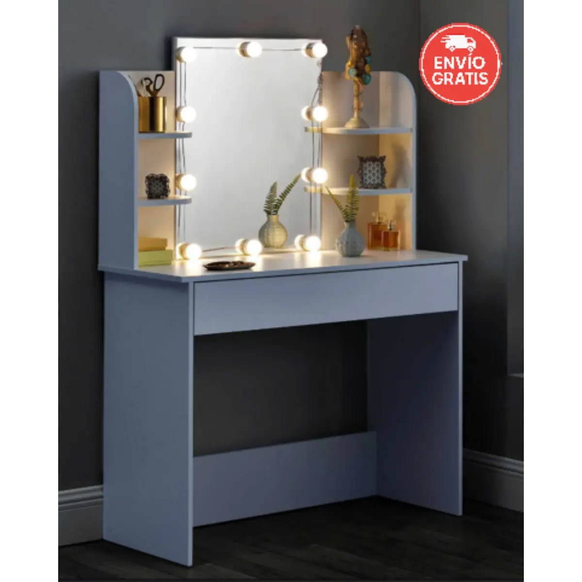 tocador-con-espejo-y-luces-pigalle tocador con espejo y luces blanco dormitorio Muebles Juvial