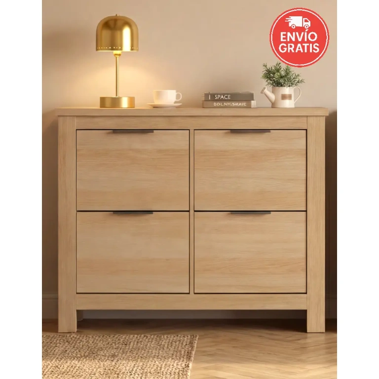 zapatero Duomo roble cálido 4 puertas basculantes Muebles Juvial