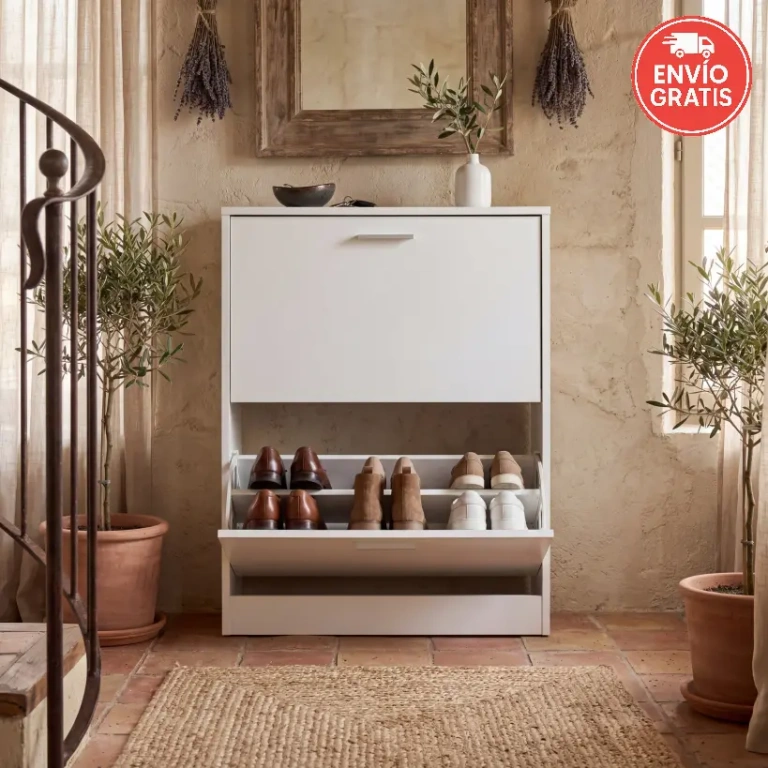 zapatero estrecho Nola blanco 2 puertas basculantes Muebles Juvial